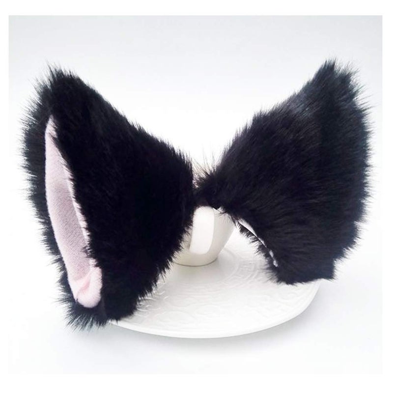 ZCMG Cat Ears Hair Clips Fox Ears Barrettes Women Furry Fur Cat Headpiece Holiday Hair Pins Sweet Halloween Party Decoration Headband Anime Cosplay Costume Kitty Kitten Hair Accessories Black - Pink - Image 1